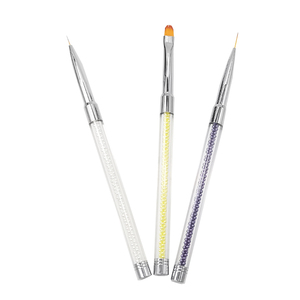 3 Color Plastic Handle Nail Art Brush Set Custom Logo Salon Gel Painting Pen for Professional Manicure Supply - Product Image 1