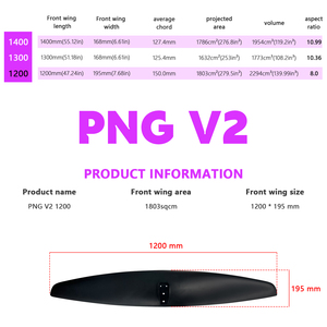 Nuevas llegadas: AXIS PNG V2 1200 Carbon Hydrofoil Front Wing, Ala de alto levantamiento para viento ligero, Wingfoil SUP Surf Foil, Foil estable para carving y pump foil. - Product Image 2