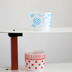 Tasse à café en verre givré de style japonais, motif coloré, tasse individuelle - Product Image 4