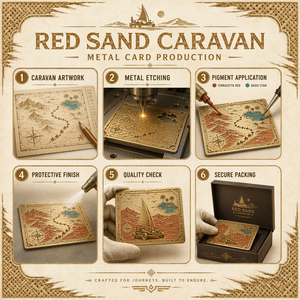 Carta da Collezione in Metallo Personalizzata Serie Caravan Sabbia Rossa con Rilievo 3D in Ottone Antico, Souvenir Regalo, Produzione OEM ODM - Product Image 5