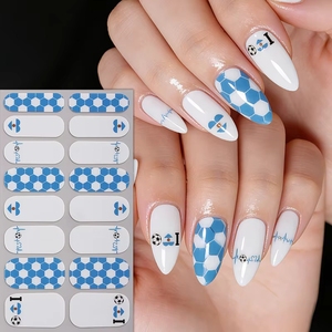 Film de vernis à ongles rayé, autocollant adhésif pour nail art, motif drapeau de football, couverture complète, pour salon et DIY - Product Image 4