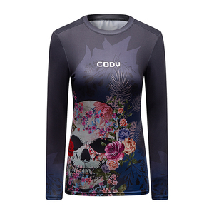 Haut de surf à manches longues imprimé UV pour femmes, logo personnalisé, sublimation, compression, rash guard pour femmes - Product Image 1