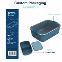 NOUVEAU EVEPURE Ensemble de boîtes à bento 40oz empilables, étanches, 3 compartiments, avec ustensiles intégrés et récipient à sauce, sans BPA, qualité alimentaire