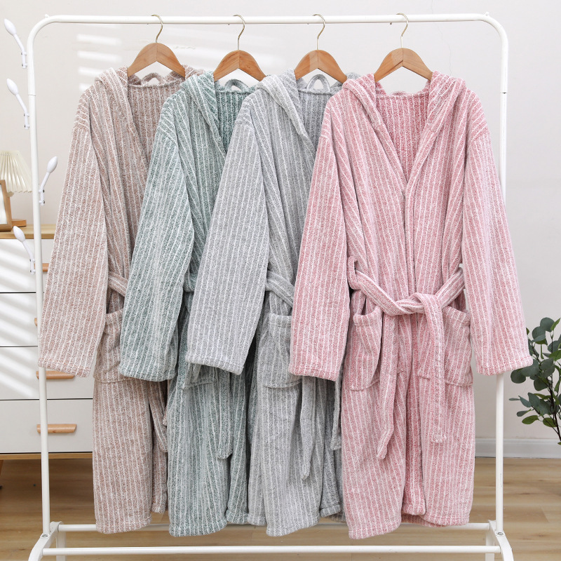 Hooded Robe Ladies Plus Size Housecoats Bathrobe Women AherBiu
