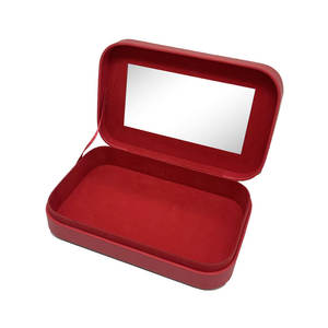 Boîte de rangement de bureau en cuir haute capacité, étui à maquillage carré étanche avec miroir, nouveau organisateur de bureau pour bijoux - Product Image 2