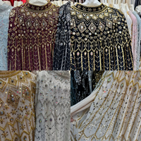 Abaya de luxe noir et or perlée à la main pour femme, robe longue musulmane modeste à manches cape, abaya de soirée formelle pour l'Aïd, Moyen-Orient, ODM