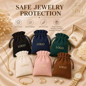 Brand Promotion Custom Printed Suit Velvet Bag, Reusable Drawstring Jewelry Velvet Pouch - Product Image 4