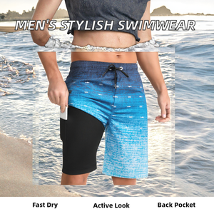 Men's Swimming Trunks <b>Boxer</b> Trunks Low Waist Washed Quick Dry Fashionable Back Bag Design Beach <b>Pants</b> Breathable - Product Image 2