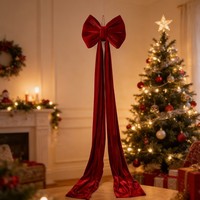 Große Rote Weihnachtsschleife aus Fleece-Stoff Festliche Dekoration für Neujahrsparty und Heimdekoration