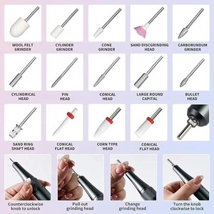 Professional Electric <b>Nail</b> Drill Kit 35000RPM with 14PCS Bits Pink Portable Rechargeable Cordless File Machine - Product Image 4