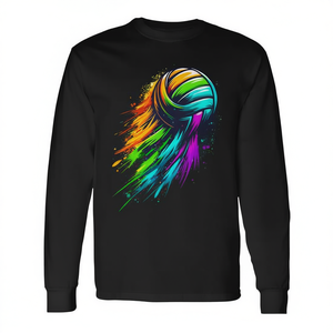 Camiseta de manga larga negra para jugador de voleibol, diseño Colorsplash Ball, talla pequeña - Product Image 2