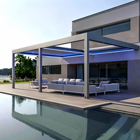 Pergola bioclimatique en aluminium à énergie solaire, toit à lamelles motorisées, économie d'énergie, respectueuse de l'environnement, abri solaire extérieur imperméable pour villa