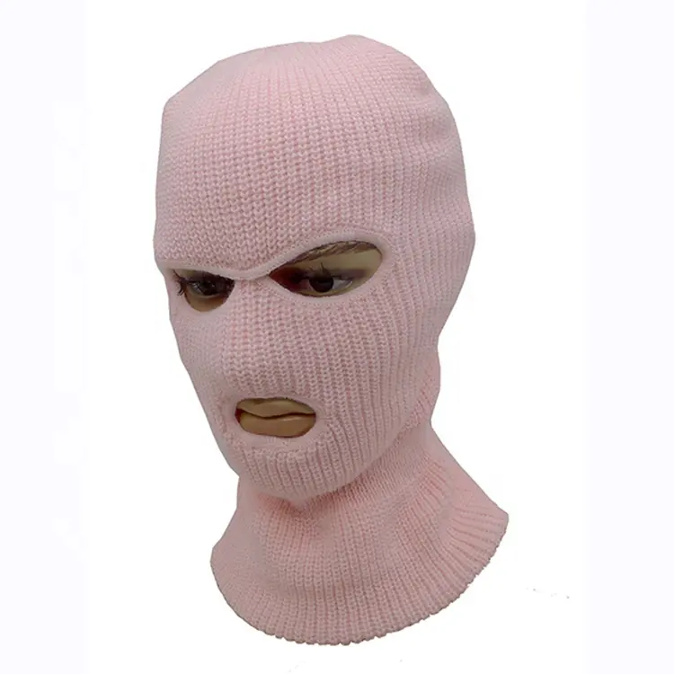 Wholesale blank 3 hole ski mask custom knitted winter hats beanie unisex Adults sports balaclava 100% acrylic common