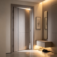 Porte intérieure en bois massif de haute qualité, surface WPC moderne à panneau plat, imperméable et résistante aux rayures, pour écoles et hôtels