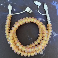 Câble de charge type C 1M orné de perles, 2 en 1, décoré de strass, chargeur rapide pour téléphone portable, cordon de données