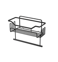 Étagère de Douche Murale Moderne Sans Perçage à Double Niveau, Support Robuste pour Serviettes et Crochets, en Métal Antirouille