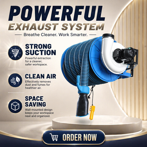 CE ISO Dérouleur de Tuyau d'Extraction Motorisé Mural, Ventilateur d'Aspiration Puissant pour Nettoyage d'Air en Atelier, Gain de Place, Garantie Personnalisée - Product Image 1