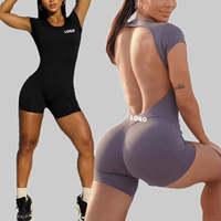 Femmes dos ouvert Sexy barboteuses combinaison courte vêtements de sport Fitness Yoga body une pièce combinaison de sport