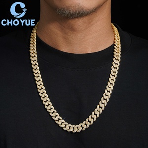 Collar de Cadena Cubana de Plata de Ley 925 Chapado en Oro con Moissanita, Estilo Hiphop para Hombre, Joyería para Uso Diario - Product Image 2