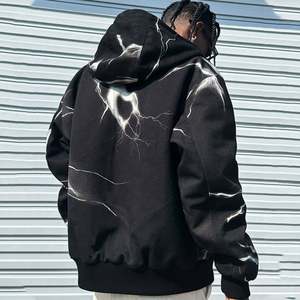 Sweat à capuche zippé surdimensionné personnalisé pour homme, imprimé hiver, 50% coton 50% polyester - Product Image 2