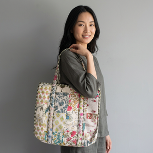 Bohemian Cotton <b>Tote</b> <b>Bag</b> Panelled Pattern Soft Handle Open Top Daily Use Female gift for her - Product Image 1