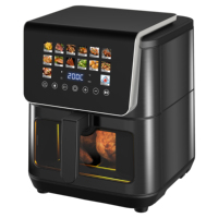 Friteuse à air numérique électrique commerciale 9L en acier inoxydable, sans huile, intelligente, avec double chauffage supérieur et inférieur
