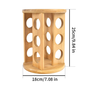 Étagère à épices rotative en bambou à 360 degrés, 12 pots, tour carrousel avec étagère supérieure supplémentaire pour le rangement sur le comptoir de cuisine - Product Image 3