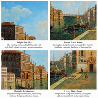 Peinture à l'huile de paysage marin de Venise peinte à la main, œuvre d'art classique européenne avec gondole sur canal sur toile pour salon