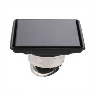 Sifone doccia quadrato nero opaco commerciale personalizzato in acciaio inossidabile 150mm con inserto per piastrelle 2-in-1 anti-odore per cucina e bagno - Product Image 1