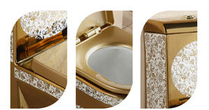 WC monobloc en céramique KD-03GPA au design doré personnalisé, livraison rapide au Kenya, plaqué or, avec siège rond - Product Image 4