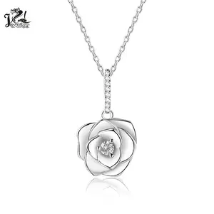 Fashion 925 Sterling Silver flower rhodium plated pendant