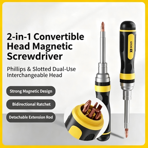 Ratchet <b>Screwdriver</b> <b>Set</b> 19 In 1 Phillips Bit Anti Slip Handle Magnetic Diy Repair Tool <b>Set</b> S2 Alloy Steel Chrome Plated - Product Image 2