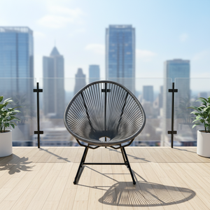 Silla de cuerda de caña de ratán para exteriores, muebles de exterior en forma de huevo, silla de aluminio de ratán - Product Image 1