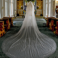 Nouveau voile de mariée voile de perles de mariée en gros voiles de mariage appliqués avec peigne autour de l'ourlet deux couches 3 M