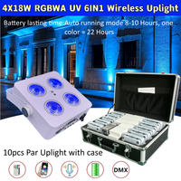 10 pièces avec étui de transport/nouveau Mini RGBWA UV 4x18w LED batterie alimentation sans fil DMX IR télécommande Par lumière mariage scène lumière