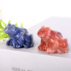 Figurines de grenouilles en pierres précieuses naturelles miniatures sculptées à la main pour la décoration - Vente en gros - Product Image 4