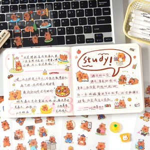 6 feuilles par paquet d'autocollants série paradis cochon d'inde mignon créatif coupe <span class=keywords><strong>Film</strong></span> manuel autocollants - Product Image 3