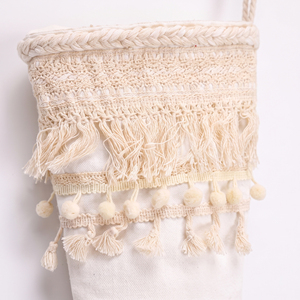 <b>Boho</b> Macrame Tassel <b>Christmas</b> Stocking Woven Fringe Cotton Xmas Sock for Rustic Home Mantel <b>Decor</b> - Product Image 2