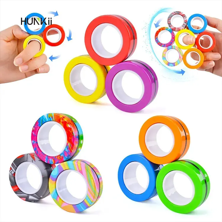 New 2023 pro Hand Magnetic Spinners Magic Ring Colorful Decompression Stress Relief Sensory Spinners magnetic rings Fidget Toy