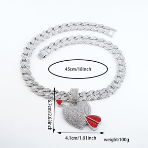 Accesorios Hip Hop, Cadena Cubana con Diamantes, Collar con Colgante <span class=keywords><strong>de</strong></span> Corazón, Accesorios <span class=keywords><strong>de</strong></span> Moda para Hombre - Product Image 2