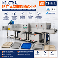 Machine de lavage de plateaux de restauration à circulation d'eau SUS304, nettoyeur de tunnels pour cantines scolaires, compatible avec les plateaux, assiettes et tapis de base
