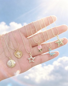 Micro Inlaid Flower Starfish Dolphin Heart Coin Link <b>Chain</b> for Women Gift Wholesale Jewelry Style Gold Color Pendant Necklace - Product Image 2