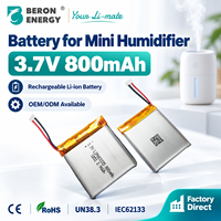 OEM ODM Baterai Lithium Ion 3.7V 800mAh Paket Baterai Lithium Polymer untuk Mini Humidifier Pembuat Kabut Portabel Perangkat Nirkabel