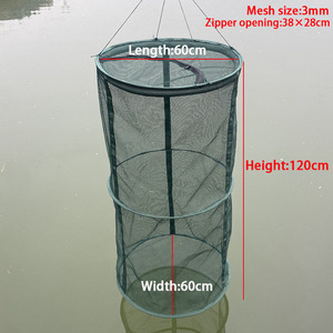 <span class=keywords><strong>Panier</strong></span> de pêche flottant en nylon, pliable, maille de 3 mm, filet de pêche pour la conservation des poissons - Product Image 4