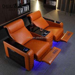 Asientos de cine en casa contemporáneos, sillón reclinable eléctrico, asientos de relajación de película, sala de cine en casa de lujo, asientos de cine con madera de piano - Product Image 3