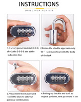 Serrure de sécurité robuste 4 codes candado serrure xmm-8083 corps en alliage de zinc laiton couleur surface fond mot de passe combinaison cadenas
