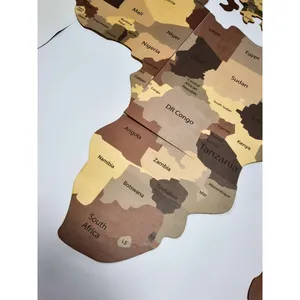 Mapa del mundo de madera 3D personalizado para decoración de pared