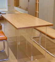 Pieds de table en acrylique transparent en forme de T pour la décoration de la maison, pour la salle à manger/le salon - 20 mm d'épaisseur, écologiques et faciles à assembler