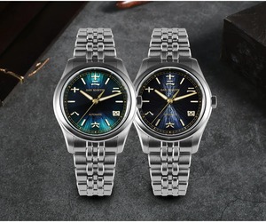 Montre GADA pour homme San Martin 39 mm en acier inoxydable avec cadran émaillé Sunray JianZhan, mouvement automatique 90S5, luminescence BGW-X1, étanchéité 10 bars, verre saphir, bracelet à 5 maillons - Product Image 4
