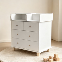 Meuble de chambre d'enfant multifonctionnel, commode en bois blanc avec 4 tiroirs, table à langer avec fonction de change